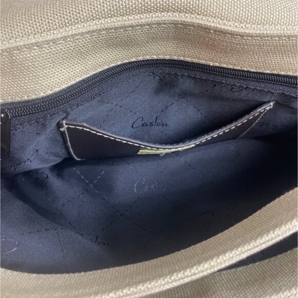 Caslon Women's  Beige and Brown Leather Shoulder Flap Bag Sz M - Picture 8 of 12